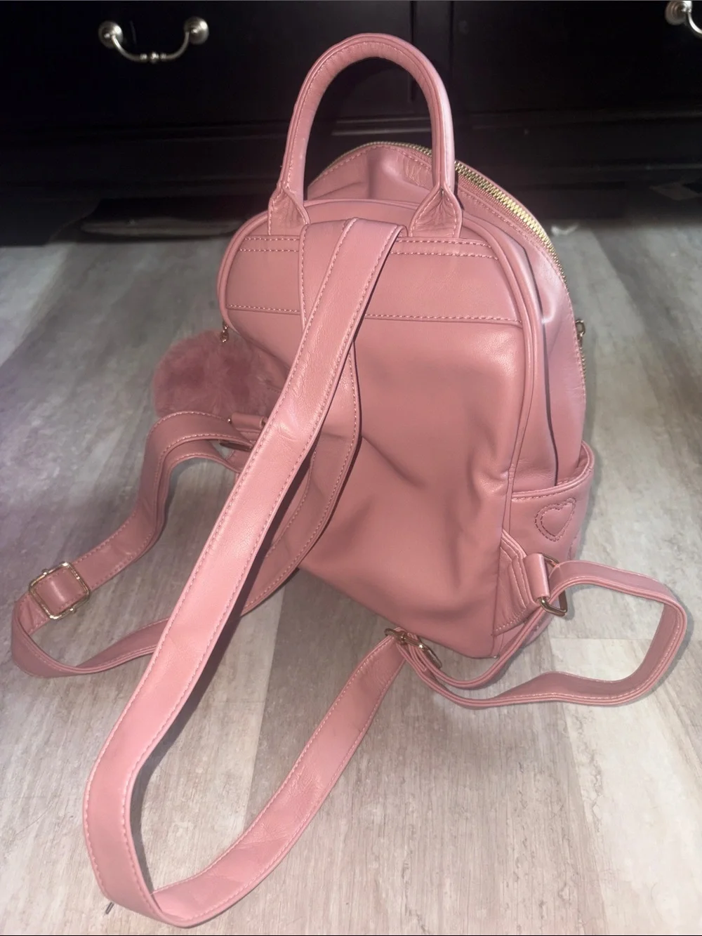 Pink Heart Quilted Mini Backpack - Women's Bag